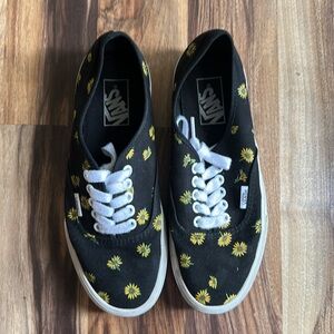 Vans Better Nature Black Floral Sneakers Size M7/W8.5